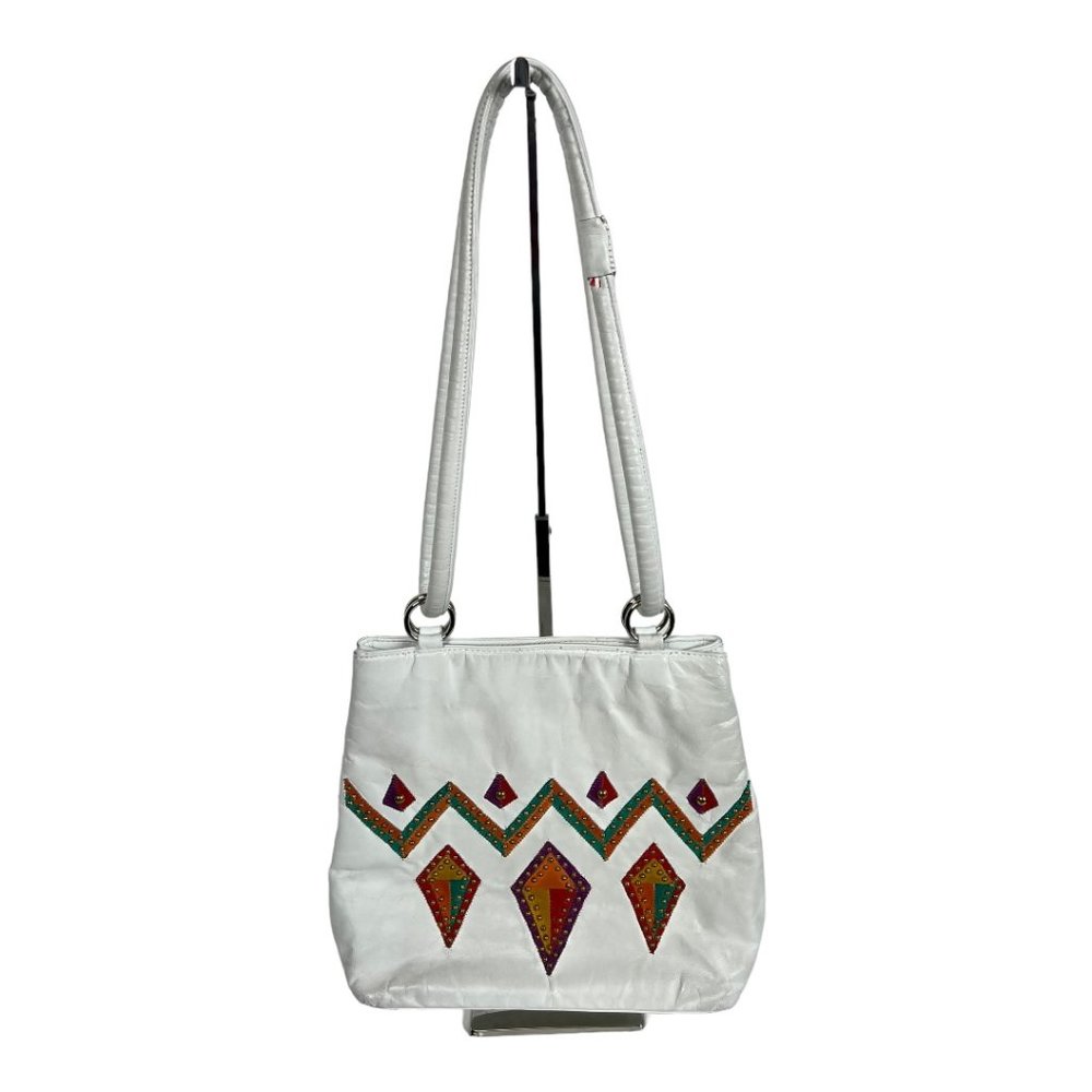 Vintage White Leather Shoulder Bag‎